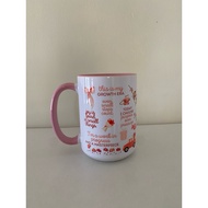 Motivational Mug 15oz – Pink Handle Ceramic Coffee Cup with Positive Quotes