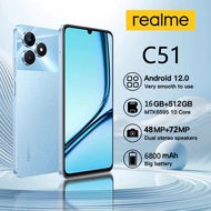 2024 Realme C51 สมาร์ทโฟน Android 5G ดั้งเดิม มือถือใหม่เอี่ยม 16+512GB หน้าจอ OLED 6.7 นิ้ว 5000mAh