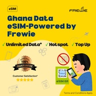 Ghana eSIM Data Roaming | Unlimited Data | Topup Available | QR Code via Email - Powered by Frewie