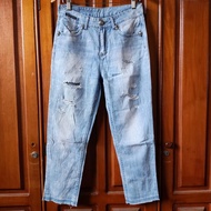 Philipp Plein Skull Ripped Blue Jeans Celana Denim Second