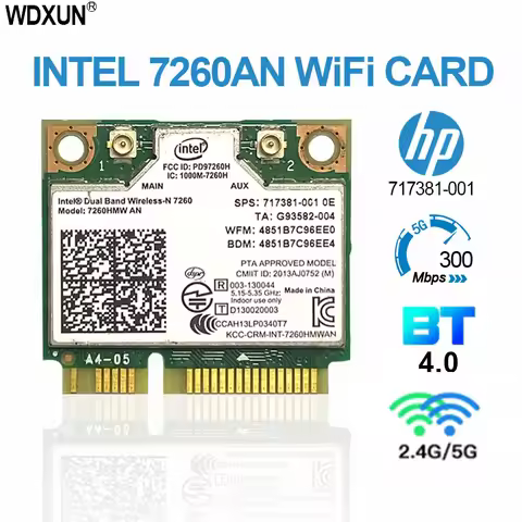 Dual Band Wireless-N 7260 7260AN 802.11abgn+BT4.0 combo WLAN adapter for hp ZBOOK 14 15 Series,sps 7