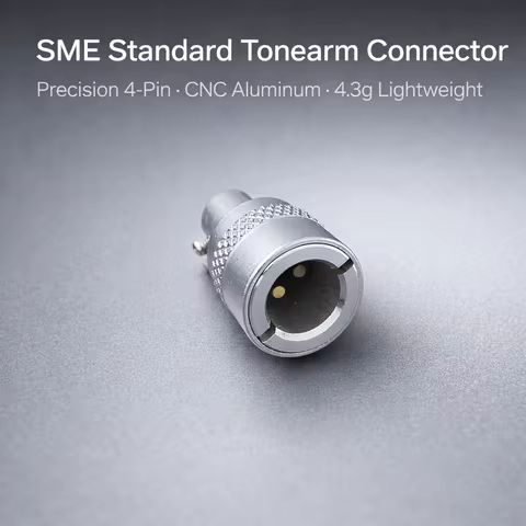 SME 4-Pin Tonearm Connector, 7.94mm Precision Diameter, CNC Aluminum, Gold-Plated Pins