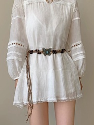 Phong Cách Dân Tộc Bohemian Dệt Bướm Dây Thắt Lưng Phụ Kiện Váy Thắt Lưng Thắt Lưng Có Khóa Hợp Kim 