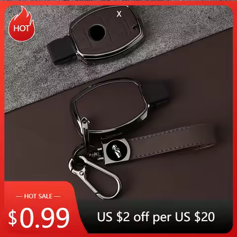 Hub Caps Metal Leather Car Key Case Cover For Mercedes Benz A B C E Class GLS GLA GLK GLC CLS CLA AM