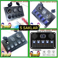 TOMBOL Universal 5-button car switch. Light switch package. Fog lamp switch. 12v 24v DC switch outle