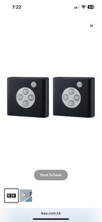 IKEA OLEBY Light 衣櫃感應燈, 黑色, 2 件裝 (原價: $69.9)