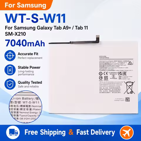 For Samsung Tab A9+ SM-X210 11" Tablet 7040mAh WT-S-W11 Battery Mobile Tablet Battery + Install Tool