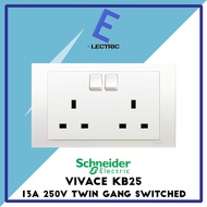 Schneider Vivace KB25 13A Twin Gang Switched Socket 13A Double Switched Socket