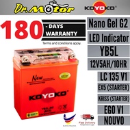 YB5L YB5 YB5L-BS Koyoko Gel G2 Battery Batteri Bateri 100% Original KOYOKO CLICK 110  LC135 V1 KRISS