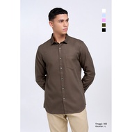KEMEJA MANZONE - Men's Long Sleeve Dobby Shirt Ami 1 Slim Fit - Olive