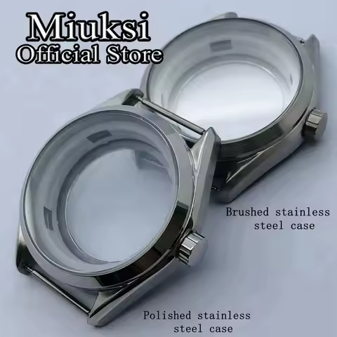 Miuksi 41mm silver case sapphire glass watch case fit NH35 NH36 ETA 2836 Miyota 8205 8215 821A Mingz