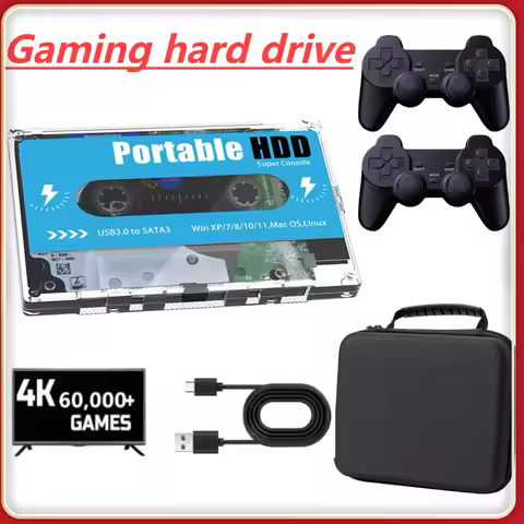 500G HDD Mobile Hard Disk Built in 55000 Games Batocera Retro Disk Gaming Console Plug and Play for 