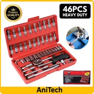 46PCS Chrome Vanadium Bolt Socket 46PC Wrench Screwdriver Bit Set Repairing Kit Tool Repair Ratchet 
