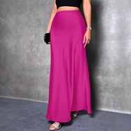 Women's Sexy Satin Bodycon Skirt, Simple Elegant A-line Skirt, Fashion Vintage Ice Silk Long Skirt