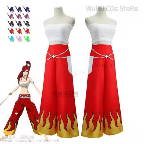 Anime Fairy Cosplay Tail Costume Erza Scarlet Bra Japanese Unisex Uniform Halloween Party Women Wrap