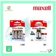MAXELL 9V ALKALINE BATTERY 6LR61(GD) 1B(ORG) / AA SIZE BATTERY 4PCS PACK LR06(GD) 1B(ORG)