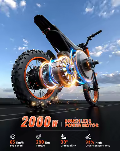 Riding'times GT54 Electric Dirt Bike for Teens Adults 37MPH, 27AH Electric Motorcycle with 14"/12" F