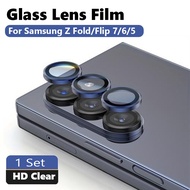 1 Set Dark Blue Camera Lens Protector for Samsung Z Fold 7 Flip 7 6 5 Metal Ring Full Cover Fold7 Fl