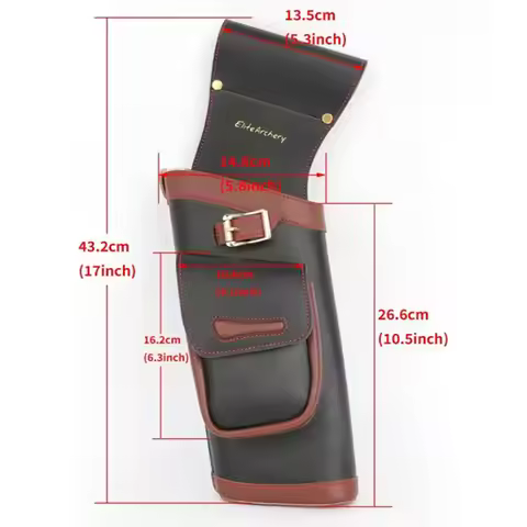 1pcs Archery Arrow Quiver Cowhide Leather Durable Arrow Pouch Bag Arrow Case Bow Hunting Target Shoo