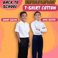 TShirt Putih Berkolar Cotton Unisex Kid T Shirt Lengan Pendek Panjang Short Long Sleeve