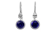 Platinum, 11.98cts Ceylon Sapphire and Diamond Drop Earrings