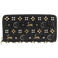 Christian Louboutin Panettone 鉚釘長款皮夾，圓形拉鍊，3215184，皮革，黑色，拉鍊，女士 [二手]