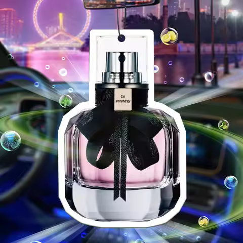 Pink perfume bottle bow car incense car perfume perfume stick fragrance pendant out of the wind mout