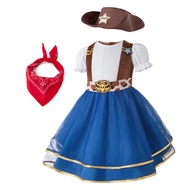 Kids Cowgirl Dress Cowboy Costumes For Girl Princess Dresses Western Style Cowgirl Dress + Scarf + H