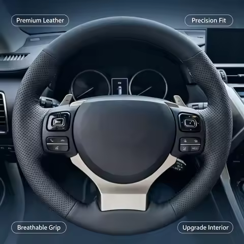 Custom Fit Hand‑Sewn Leather Steering Wheel Wrap Non‑Slip Grip Interior Mod For Lexus NX 2015‑2021 N