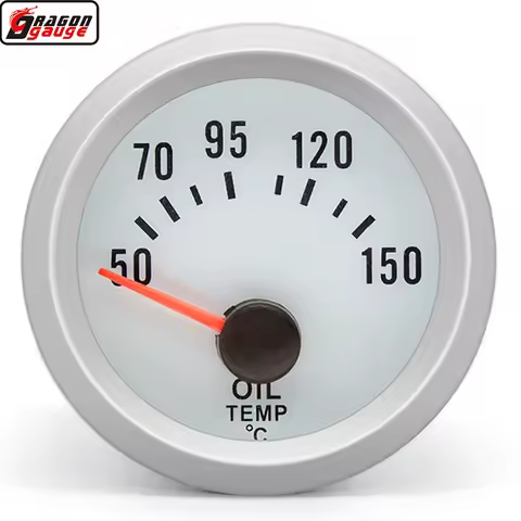Dragon 2" 52mm Silver Shell Blue Light Auto Car Refit Oil Temperature Meter 50-150 Celsius Temp Gaug