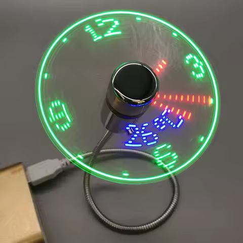 USB Fans Real Time And Temperature Display Creative Mini Fan With RGB LED Light Portable Clock Fan f