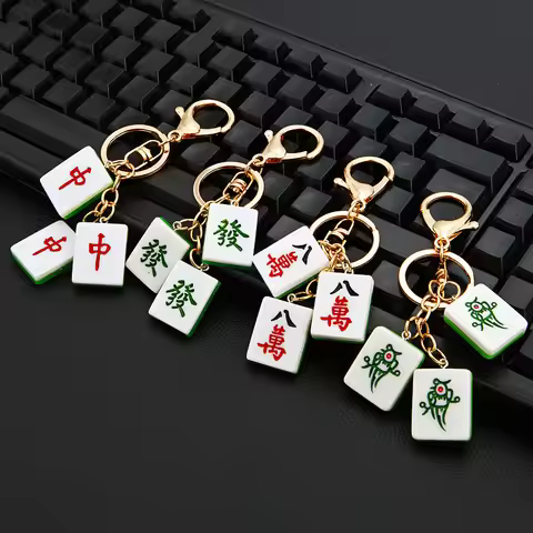 luxury keychains China Mahjong Car Keychain Key ring accessories keychains for women's keys