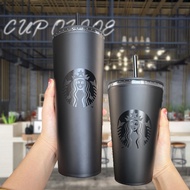 Starbucks Cup Classic Starbucks Tumbler Straw Cup Double Layer Matte Black Coffee Cup Frosted Straw Cup Glass Cup 24oz/16oz