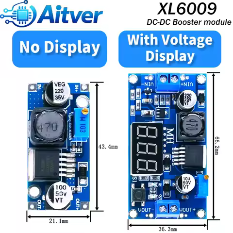 XL6009 Boost Converter Module Set Adjustable DC DC Step Up Power Supply Standard Digital Display for