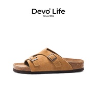รองเท้าแตะผู้ชาย Devo Life รองเท้าแตะยางกาวแบบสวมสบาย ทรงส้นแบน พื้น EVA สำหรับใส่ในบ้านและกลางแจ้ง 