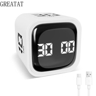 GREATAT Digital Cube Timer, 5/10/30/60min Rotation Timing Pomodoro Timer,  Gravity Sensing Custom Co