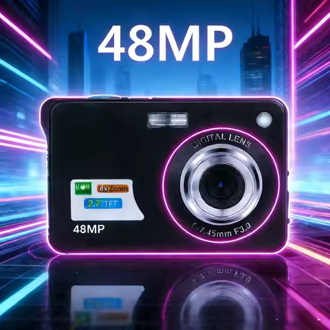 48MP Student Vlogger Camera : HD Digital K09 Compact Point-and-Shoot with Optical Zoom for Selfie, V