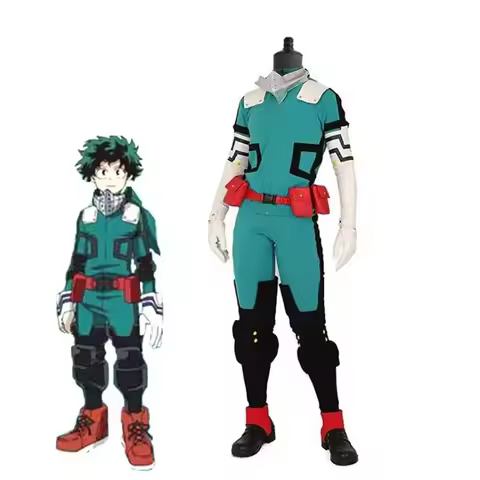 Anime My Hero Academy Midoriya Izuku Deku Battle Cosplay Kostum Halloween Costume Party Set