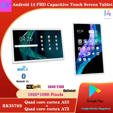 Narrow Edge 32" Android 14 Wall Mount Tablet RK3576 Octa-core CPU 4K Touch Screen Optional HDMI IN G