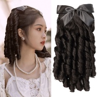 Roman Curly Wig Princess Curly Ponytail Palace Bow Republic of China Fritter Roll Cheongsam Republic