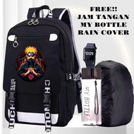 NARUTO 0075 Fashion Kraker 4in1 Boys' School Backpack with bonus Bottle Cover