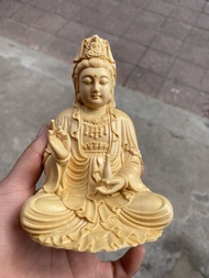 Cypress ไม้แกะสลัก Avalokiteshvara Ksitigarbha พระโพธิสัตว์เครื่องประดับตกแต่งบ้านแบบดั้งเดิมพุทธประ