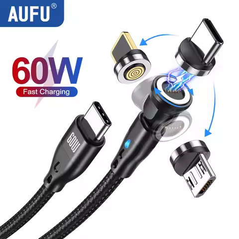 AUFU PD 60W Magnetic Cable Type C To USB C Cable Fast Charging Magnetic USB Type C Cable For iPhone 