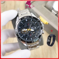 Casio Edifice EFR-539 นาฬิกาผู้ชาย แฟชั่นมัลติฟังก์ชั่โครโนกราฟสแตนเลสนาฬิกาข้อมือธุรกิจ