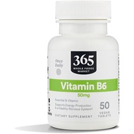 365 oleh Pasar Seluruh, Vitamin B6 50mg, Vegan, 50 Tablet