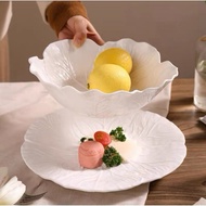 Creative Luxury! Home Ceramic Plate with Cabbage Relief Design, Flower-Shaped Dinner & Dessert Plate