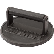 Cuisinart 6.5-Inch Cast Iron Burger Presser, Round Flat Edge Grill Presser, Hamburger Tool for Grill