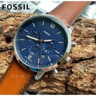 Fossil | FS5453 Men Neutra Chronograph Blue Dial Brown Leather Strap Official Warranty