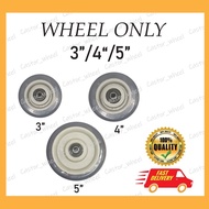 3", 4", 5" HEAVY DUTY GREY PU CASTOR/CASTER ROLLER RODA WHEEL/REPLACEMENT TROLLEY TROLLEY WHEEL