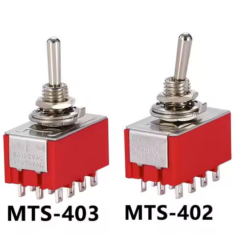 1 PCS,12Pin,Toggle Switches,Red,2/3 Position,ON-ON DPDT Mini Toggle Switches,6A/125V-2A/250V AC,MTS-